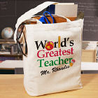 World's Greatest Teacher Personalized Canvas Tote Bag