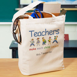 Personalized Canvas Teacher Tote Bag Make Each Child Count