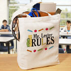My Teacher Rules Personalized Canvas Tote Bag