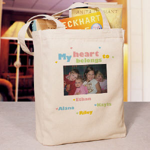 My Heart Personalized Photo Tote Bag