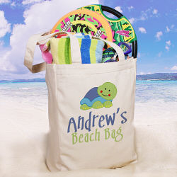 Splish Splash Personalized Canvas Beach Tote Bag