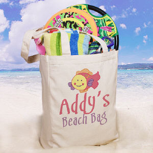 Splish Splash Personalized Canvas Beach Tote Bag