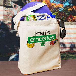 My Groceries Personalized Canvas Reusable Grocery Tote Bag