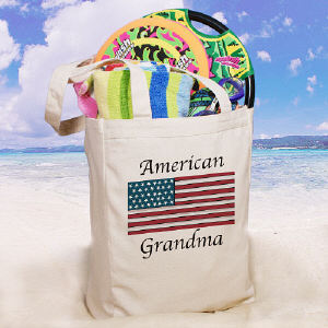 American Flag Personalized Photo Tote Bag