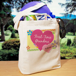 First-Time Grandma New Baby Personalized Tote Bag