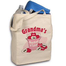 Bucket of Love Personalized Canvas Tote Bag