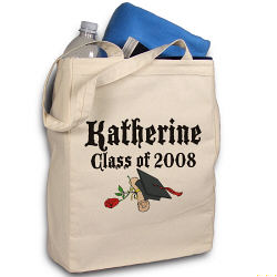 Diploma Rose Class Of Personalized Graduation Canvas Tote Bag