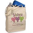 84092 - Hearts Strings Sisters Personalized Totebag