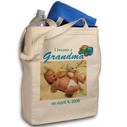 I Became A... New Baby Boy Personalized Photo Tote Bag
