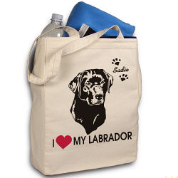 I Love My Dog Personalized Canvas Tote Bag