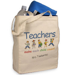 Personalized Canvas Teacher Tote Bag Make Each Child Count 