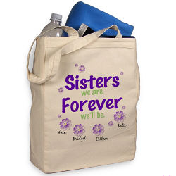 Sisters Forever Personalized Canvas Tote Bag