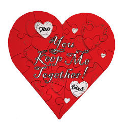 Keep Me Together Personalized Heart Shaped Wood Jig Saw Puzzle
