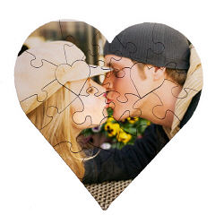 Picture Perfect Personalized Photo Heart Shaped Wood Jig Saw Puzzle