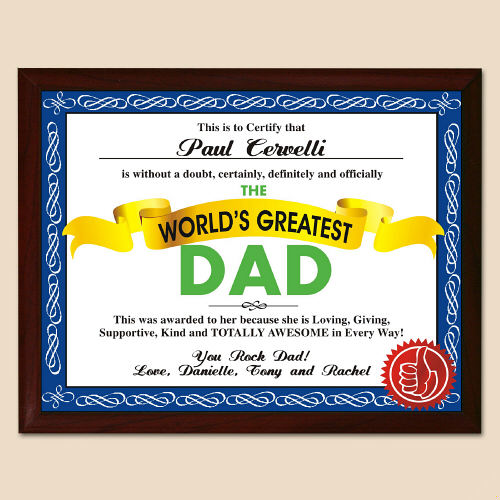 Personalized World's Greatest Dad Plaque GiftsForYouNow