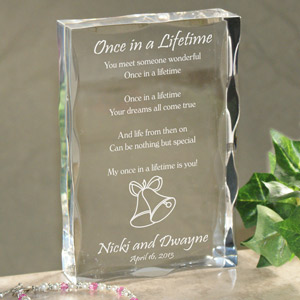 Once In A Lifetime Wedding Keepsake Block