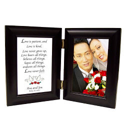 Love is Patient... Wedding Black Bi-Fold Personalized Picture Frame
