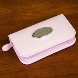 Pink Leather Personalized Manicure Set