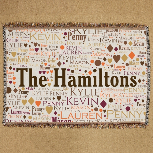 Personalized Family WordArt Tapestry Throw GiftsForYouNow