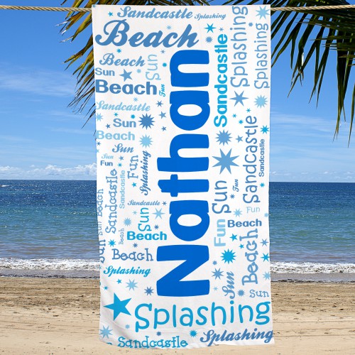 Personalized word art Beach Towel GiftsForYouNow