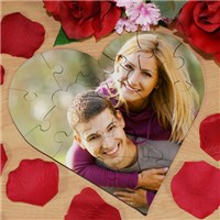 Picture Perfect Personalized Photo Heart Shaped Wood Jig Saw Puzzle