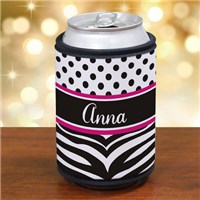 Personalized Zebra Print Can Koozie Custom Koozie For Her