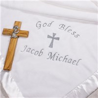 Personalized Christening Baby Fleece Blanket