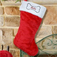 Embroidered Dog Bone Christmas Stocking