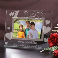 Number One Dad Engraved Fathers Day Glass Picture Frames