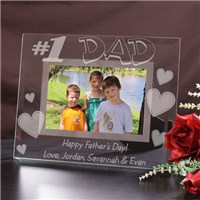 Number One Dad Engraved Glass Picture Frames