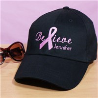 Embroidered Believe Hat for Breast Cancer Awareness