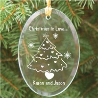 Engraved Christmas Tree Glass Ornament for Couples