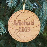 Personalized Basketball Wooden Christmas Ornament