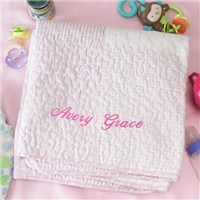 Embroidered Pink Baby Quilt GiftsForYouNow