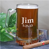 Engraved Glass Beer Mug