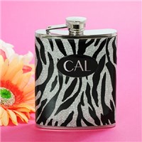 Engraved Zebra Flask D1270