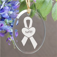 Engraved Breast Cancer Awareness Glass Ornament