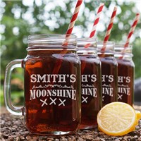Personalized Moonshine Mason Jar Set Engraved Mason Jar set for Dad
