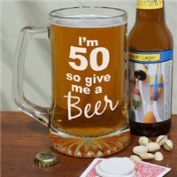 Give Me A Beer Personalized Numbered Birthday Glass Beer Mugs