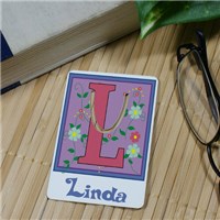 Floral Initial Personalized Bookmark U5675