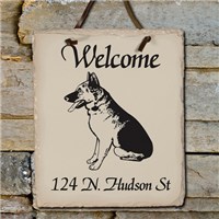 Welcome Dog Breed Personalized Slate Plaque