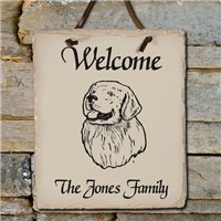 Welcome Dog Breed Personalized Slate Plaque