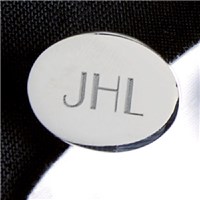 Engraved Silver Oval Cuff Links D1102S