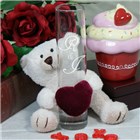 Engraved Bud Vase with I Love You Teddy Bear