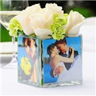 Square Glass Wedding Photo Vase