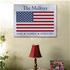 God Family Country American Flag Wall Canvas