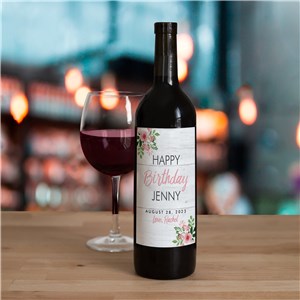 Personalized Floral Birthday Wine Bottle Labels by Gifts For You Now