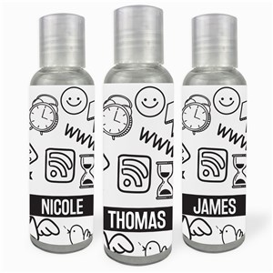 Personalized Social Media Doodles Hand Sanitizer by Gifts For You Now