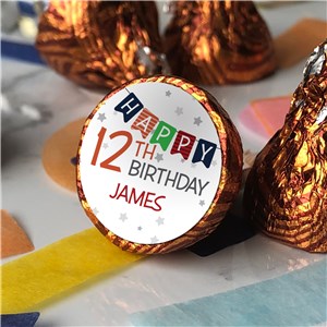 Personalized Happy Birthday Banner & Stars Candy Labels by Gifts For You Now