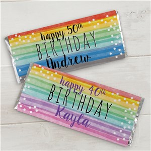 Personalized Watercolor Confetti Candy Bar Wrappers by Gifts For You Now